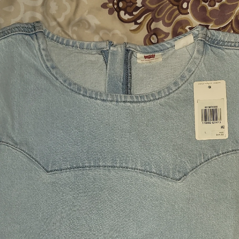 Levi's Light Blue Casual Tee Dress Sz: L NWT - Picture 12 of 12